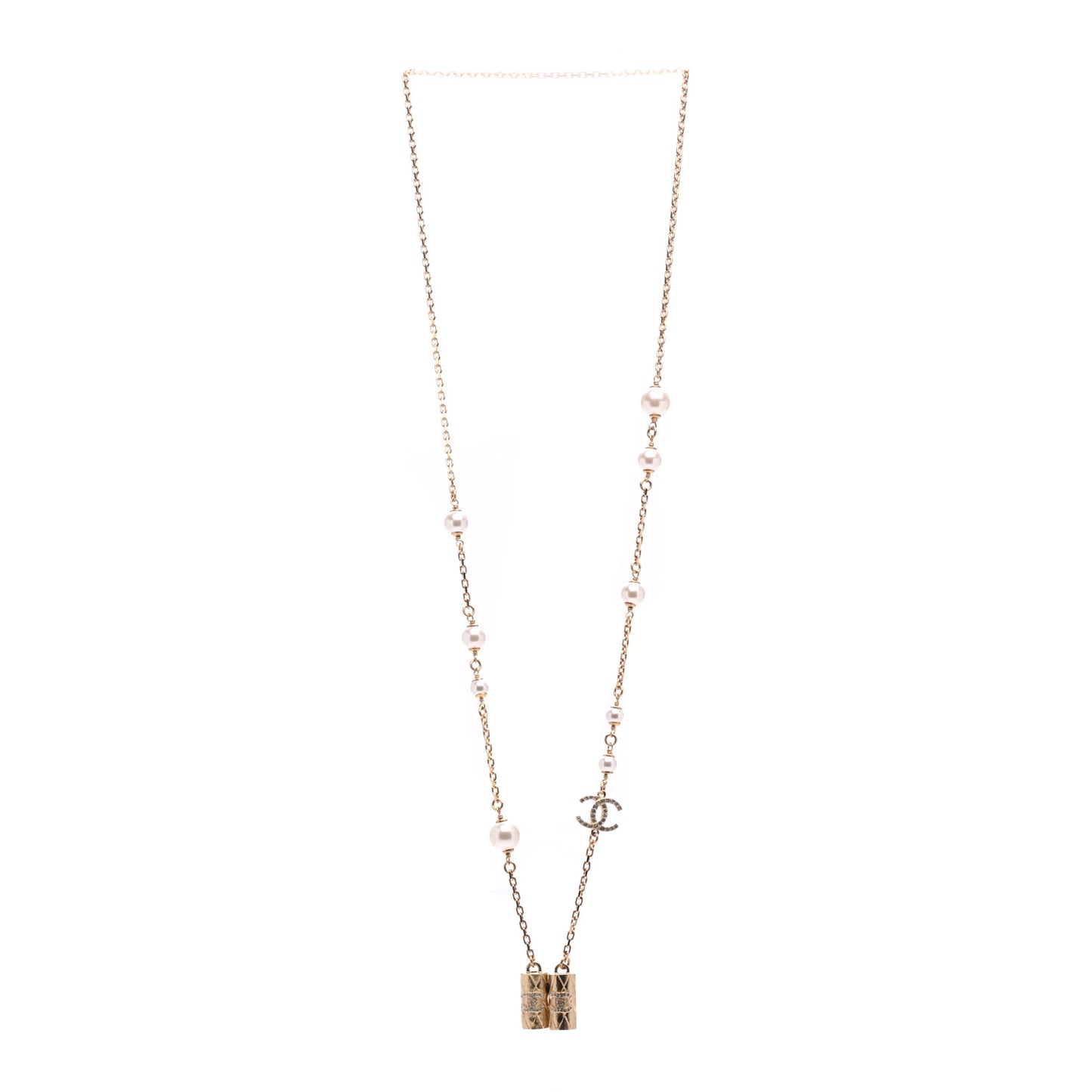 Crystal Pearl Airpod Necklace Gold
