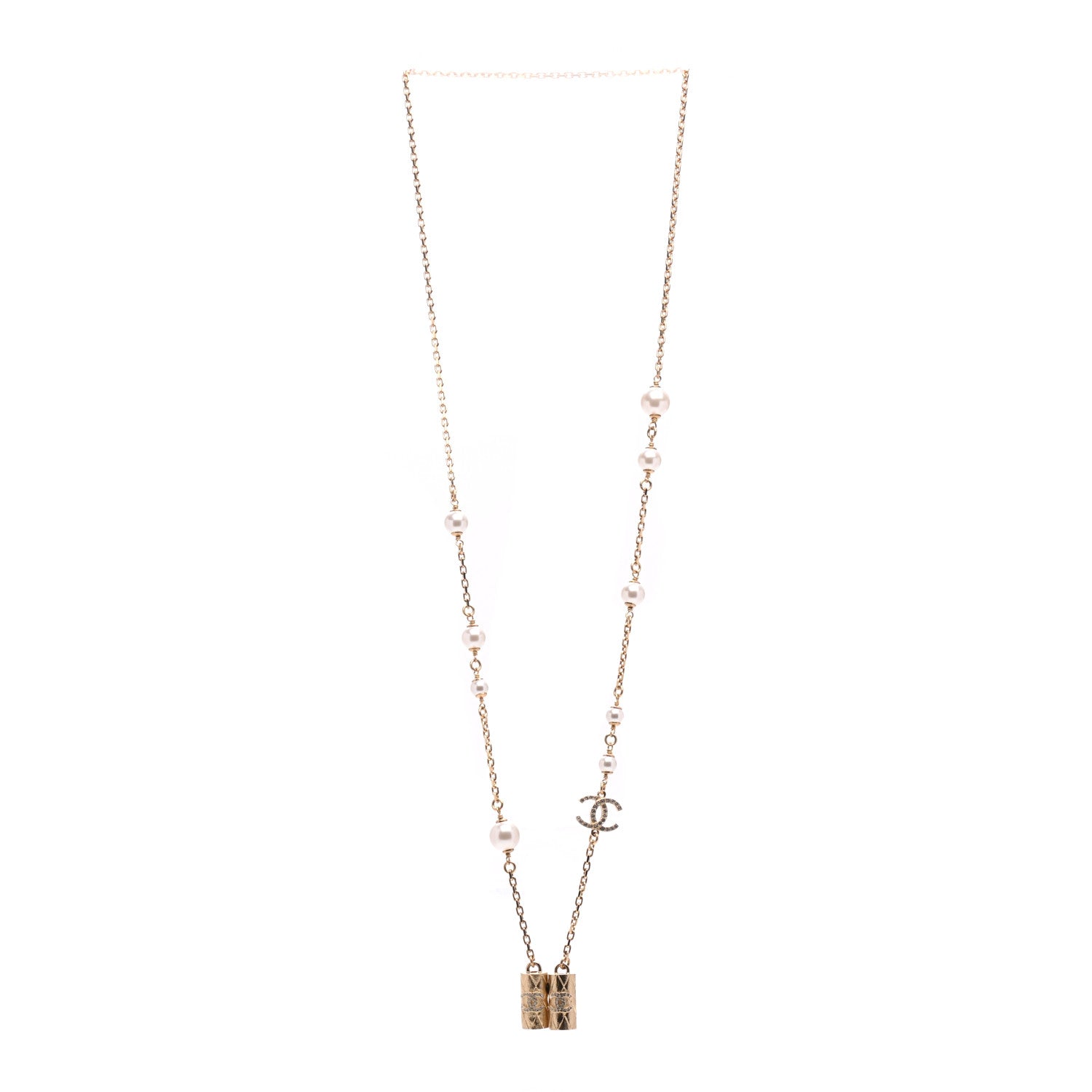 Chanel Crystal Pearl Airpod Necklace Gold 3 of 6