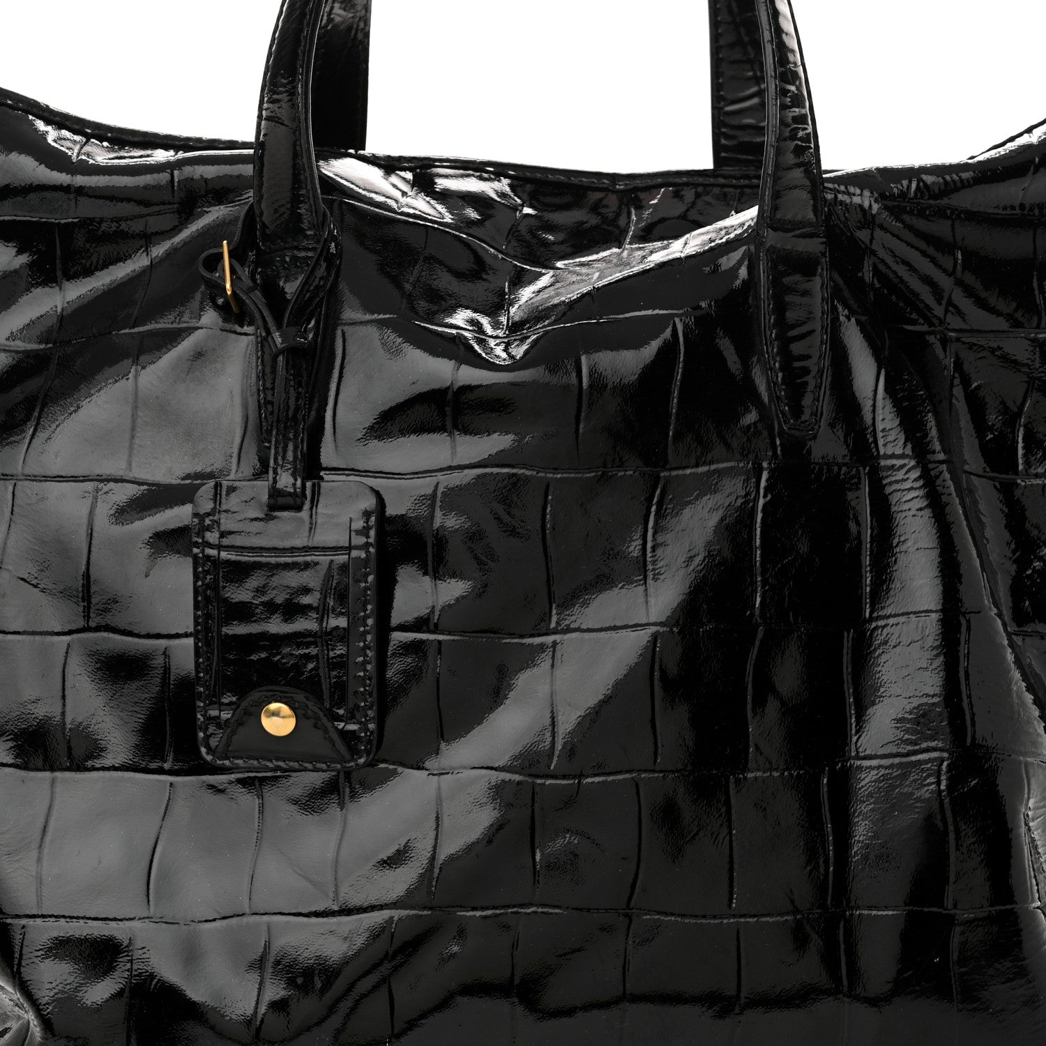 Saint Laurent Patent Crocodile Embossed Raspail Tote Black 7 of 9