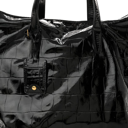 Saint Laurent Patent Crocodile Embossed Raspail Tote Black 7 of 9