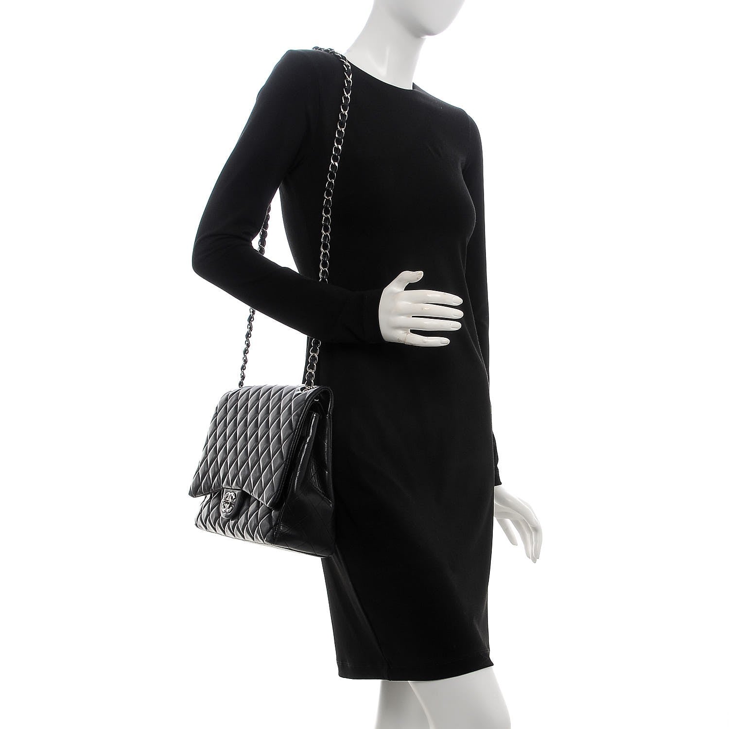 Chanel Lambskin Quilted Maxi Double Flap Black 2 of 8