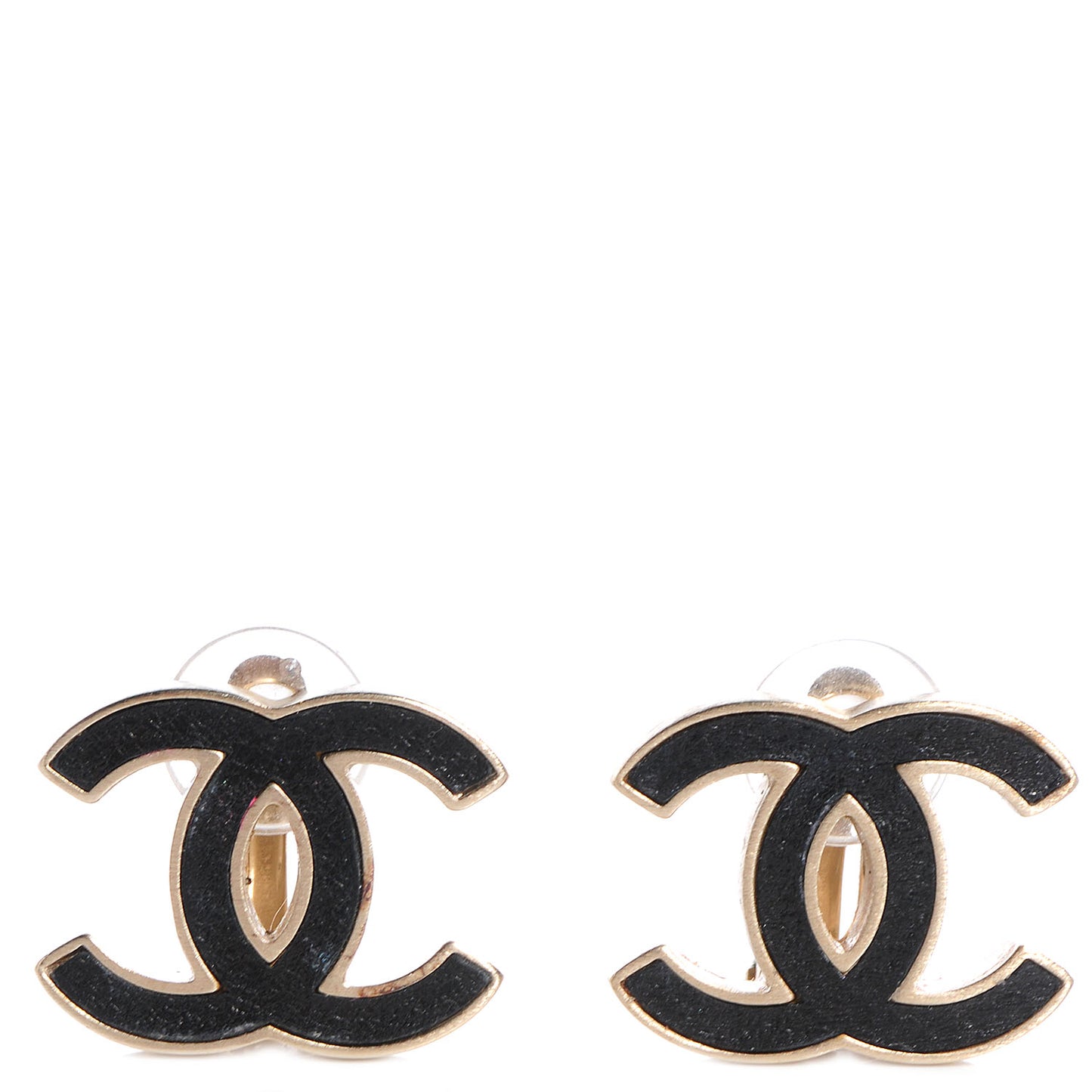 Lambskin CC Clip On Earrings Black