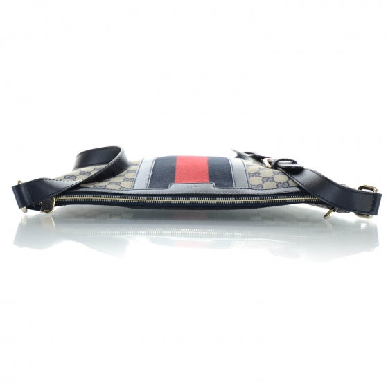 Monogram Vintage Web Medium Half Moon Hobo Navy