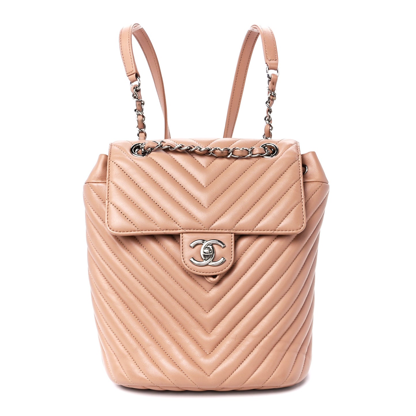 Calfskin Chevron Quilted Small Urban Spirit Backpack Beige