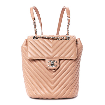Chanel Calfskin Chevron Quilted Small Urban Spirit Backpack Beige 1 of 12