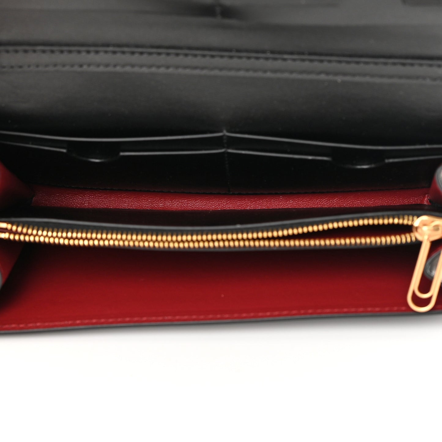 Calfskin Jitney Quote Flap Wallet On Chain Black