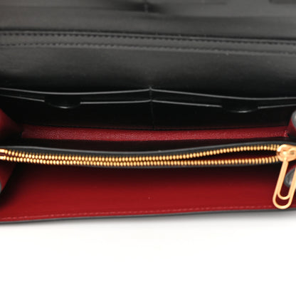 Off-White Calfskin Jitney Quote Flap Wallet On Chain Black 5 of 11