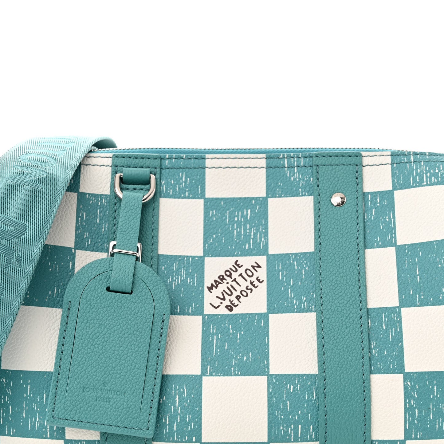 Calfskin Damier City Keepall Teal