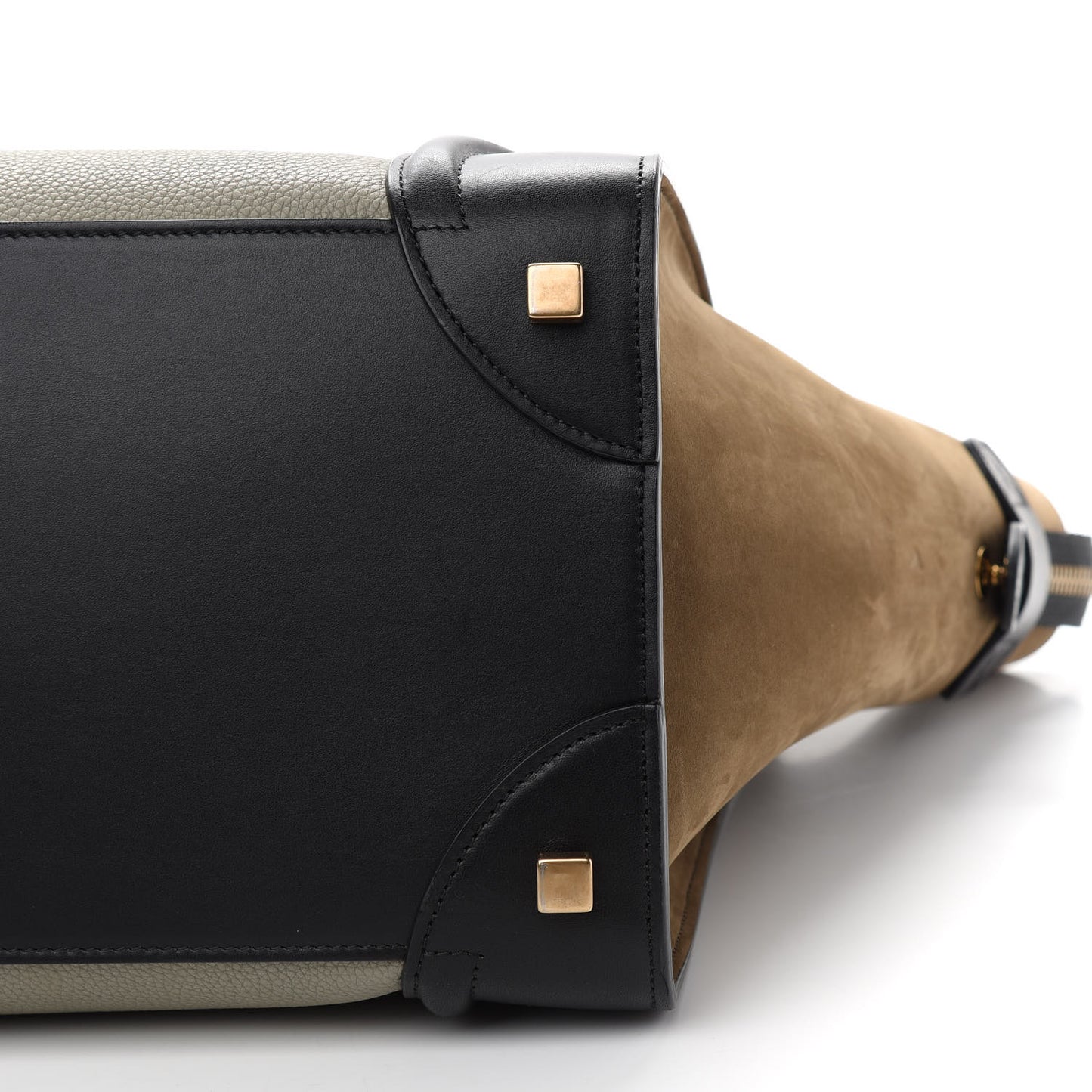 Baby Grained Calfskin Suede Mini Tri-Color Luggage Stone