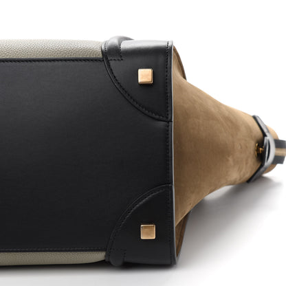 Celine Baby Grained Calfskin Suede Mini Tri-Color Luggage Stone 7 of 9
