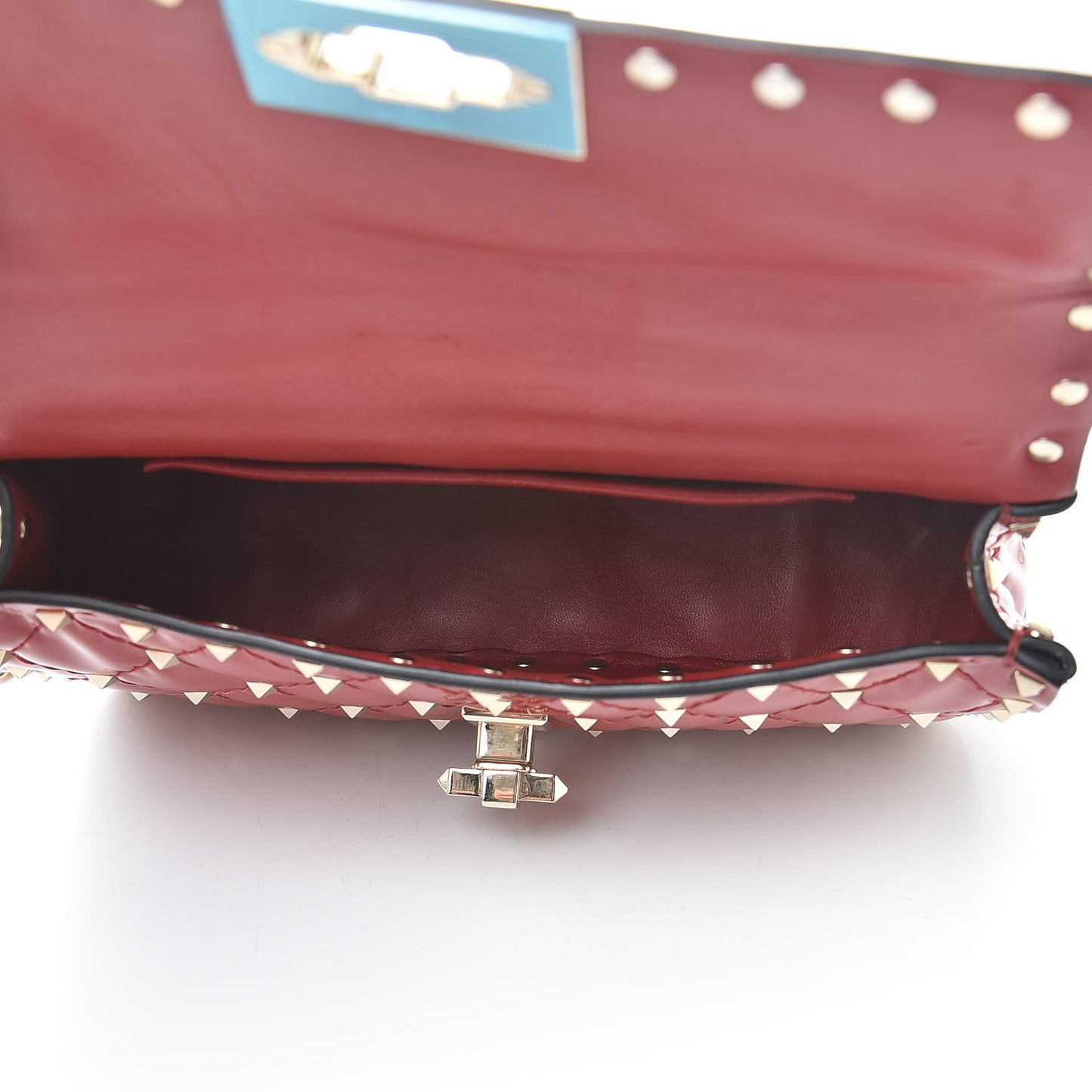 Patent Small Rockstud Spike Shoulder Bag Rosso Valentino
