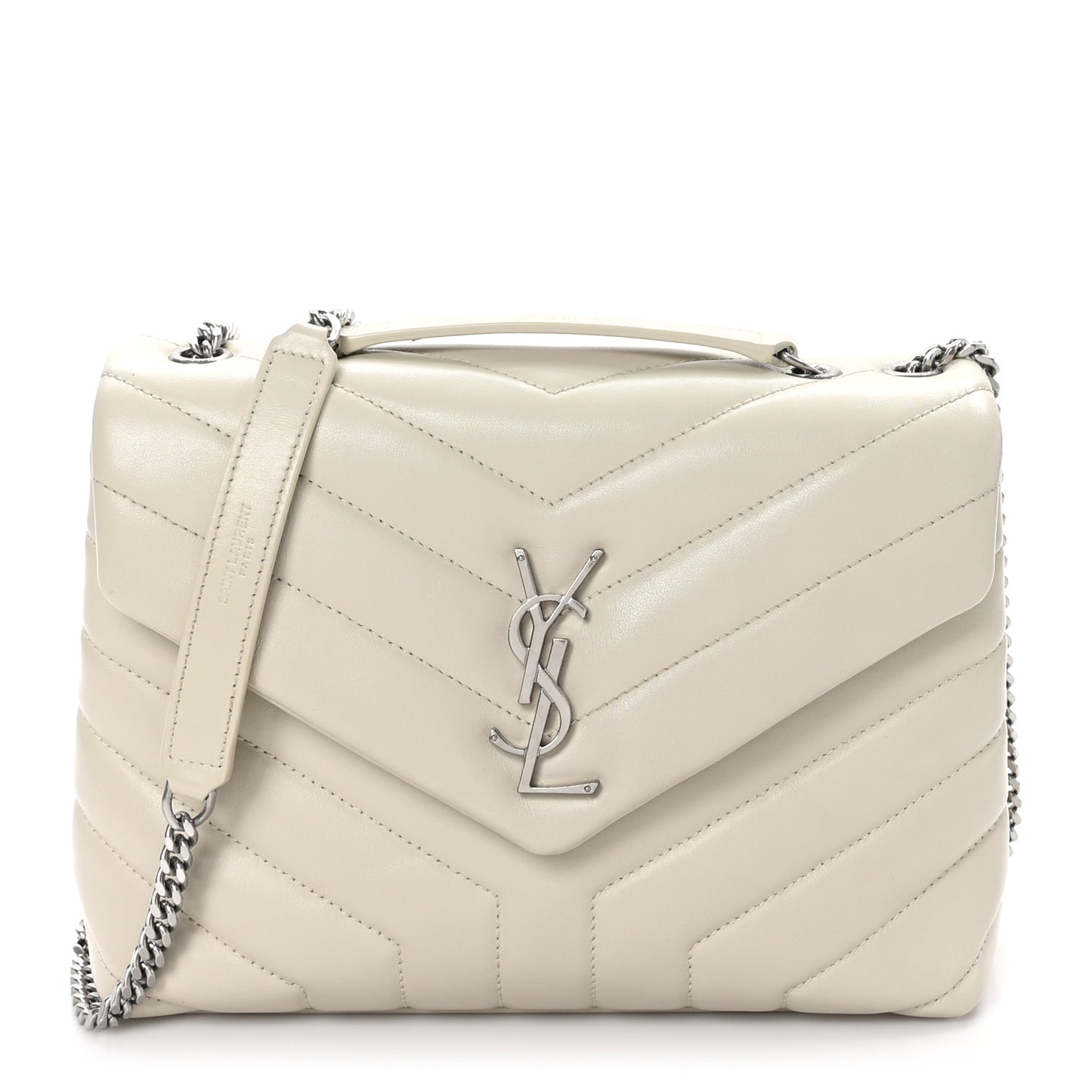 Calfskin Y Quilted Monogram Small Loulou Chain Satchel Crema Soft