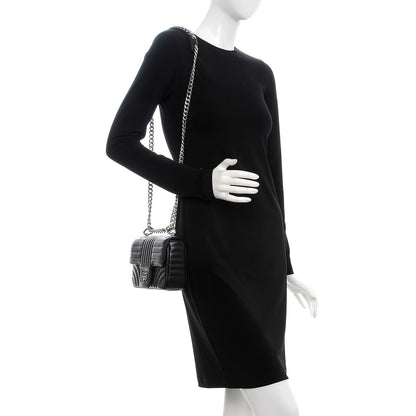 Prada Soft Calfskin Impunture Diagramme Small Chain Flap Shoulder Bag Black 2 of 8