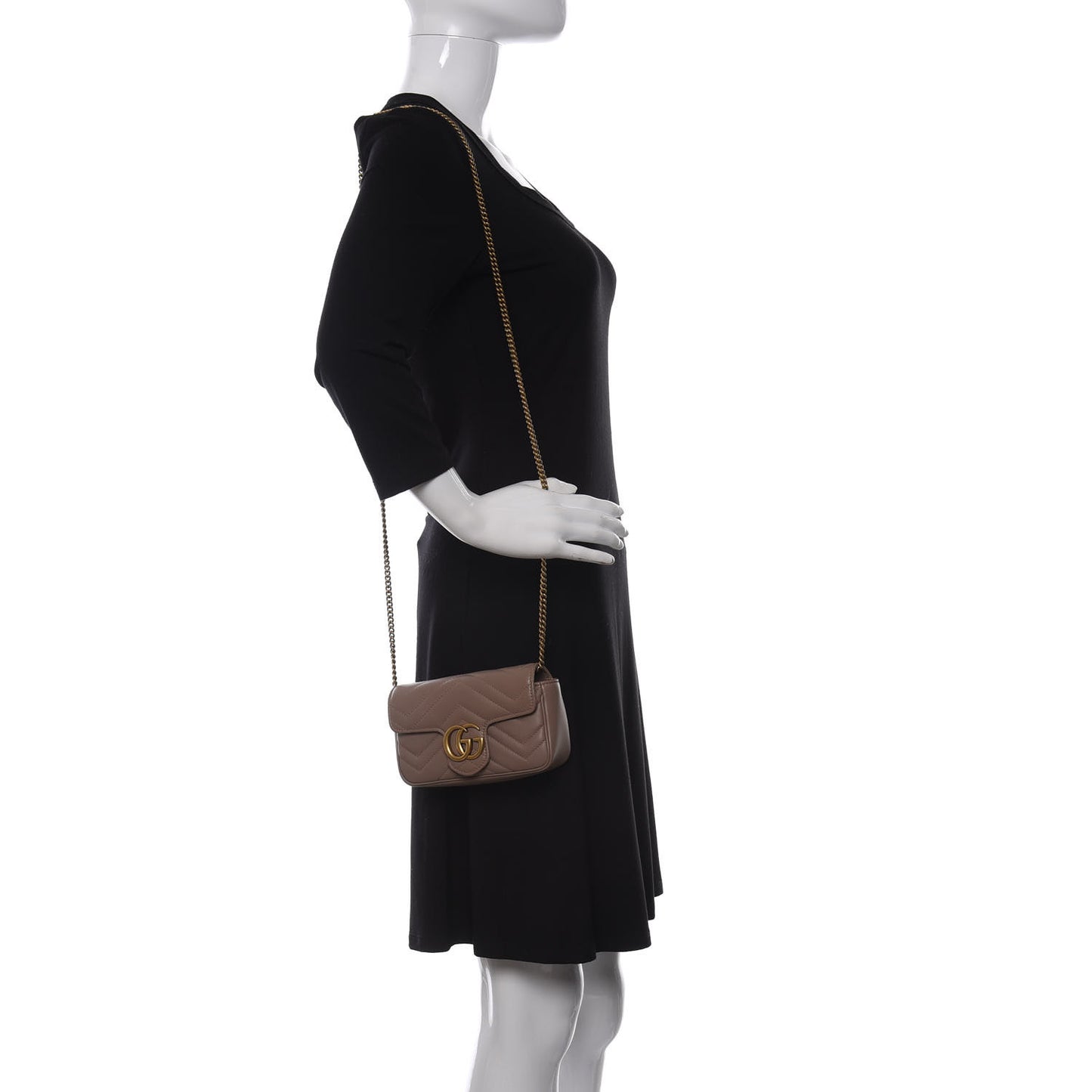 Calfskin Matelasse Super Mini GG Marmont Shoulder Bag Porcelain Rose
