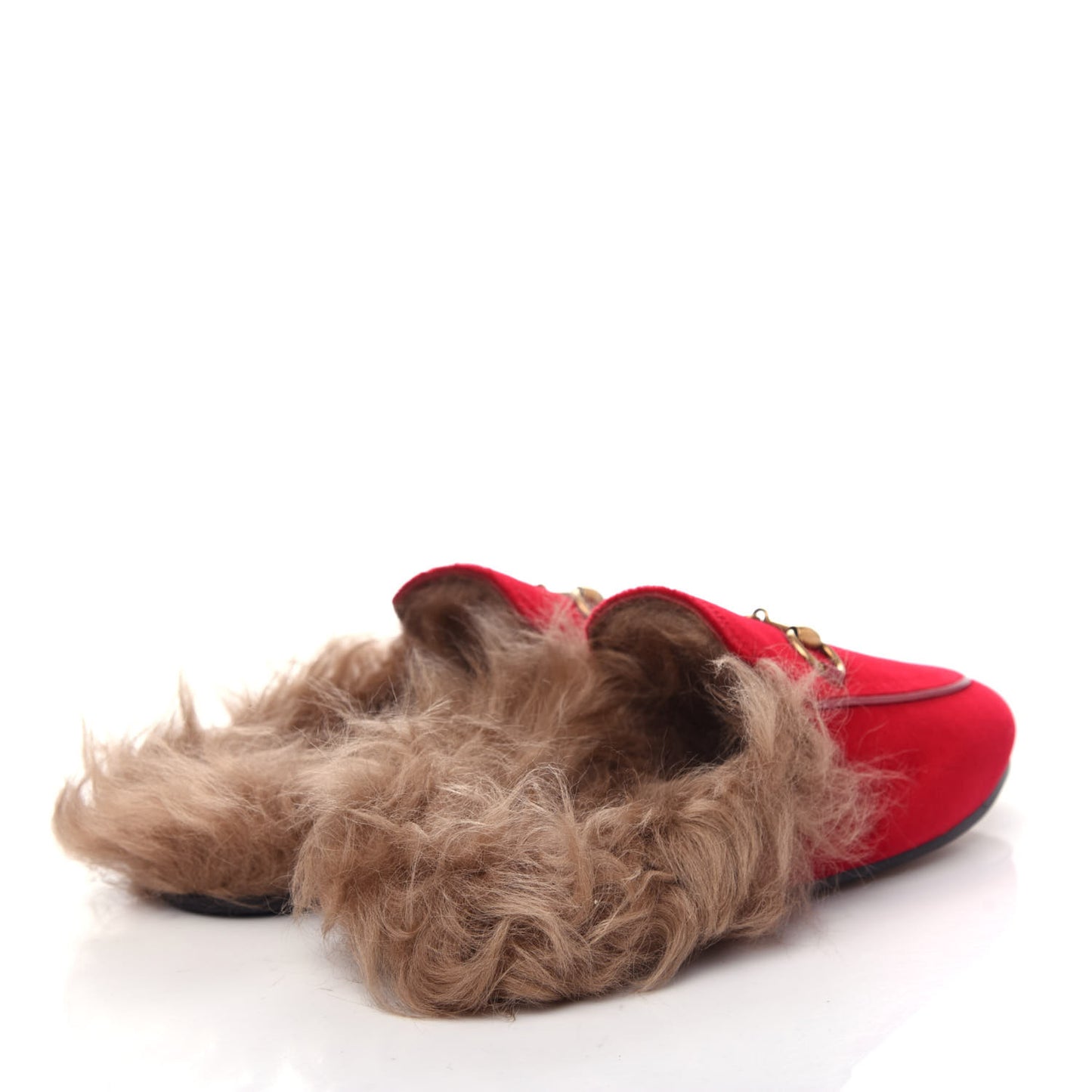 Velvet Fur Womens Princetown Slippers 35 Hibiscus Red