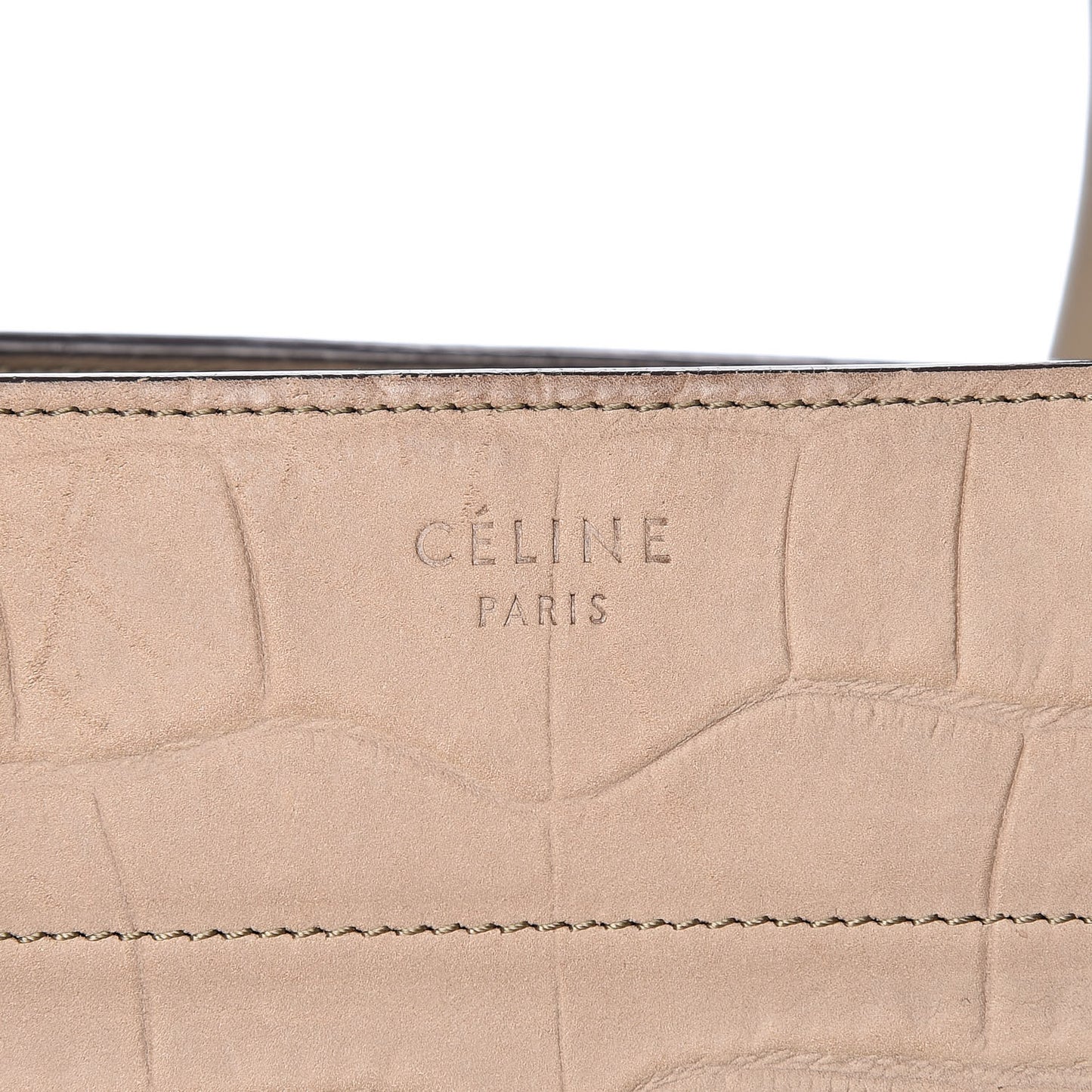 Crocodile Embossed Nubuck Medium Phantom Luggage Beige