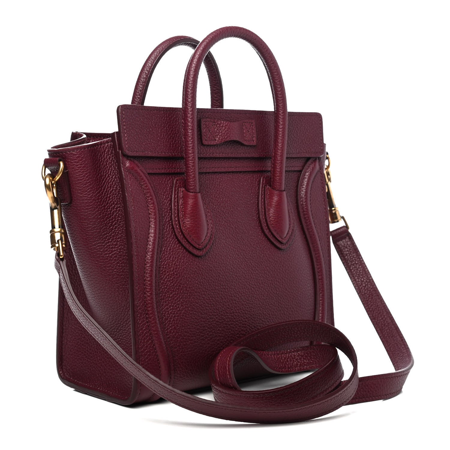 Celine Drummed Calfskin Nano Luggage Acai 2 of 4