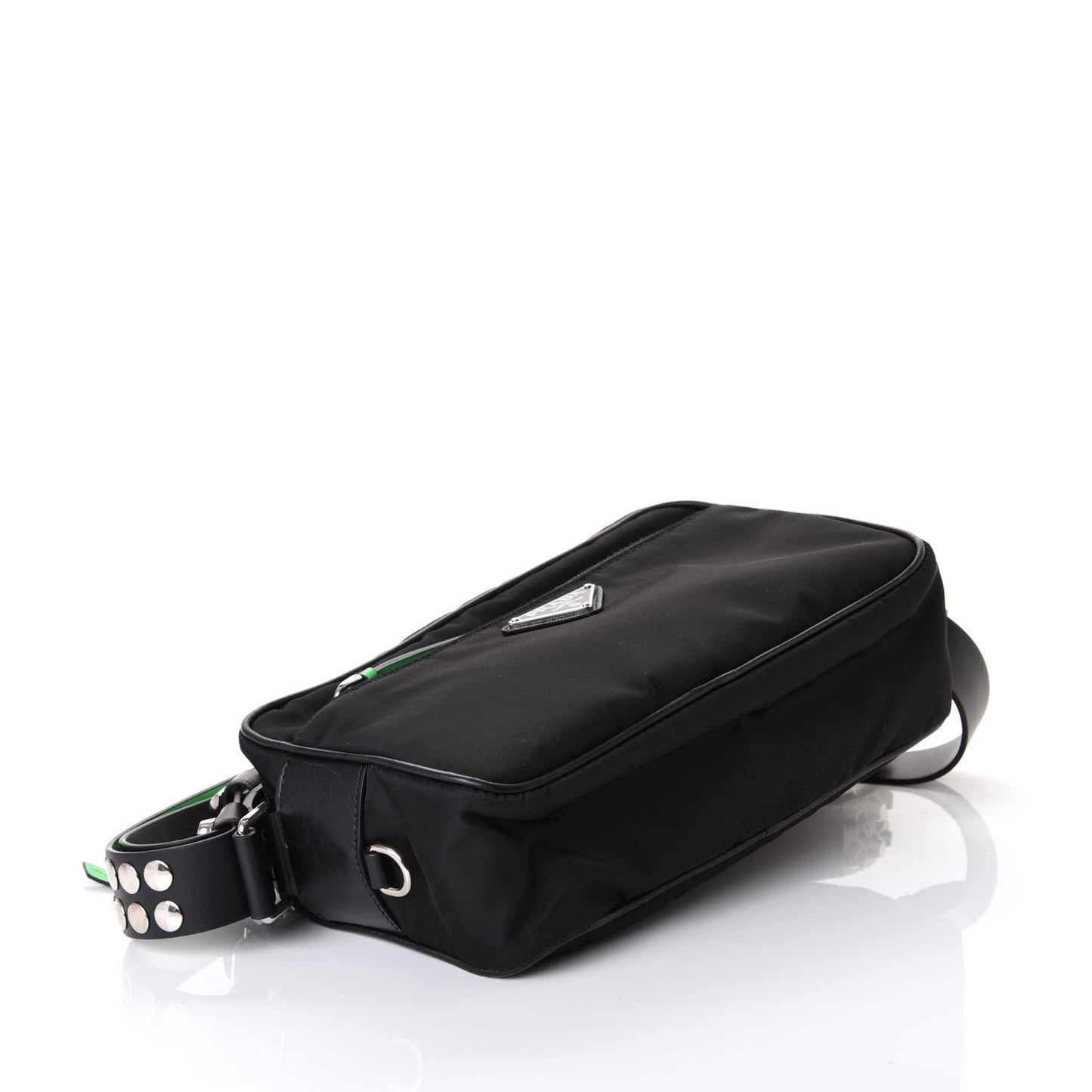 Tessuto Nylon Studded New Vela Shoulder Bag Black Verde