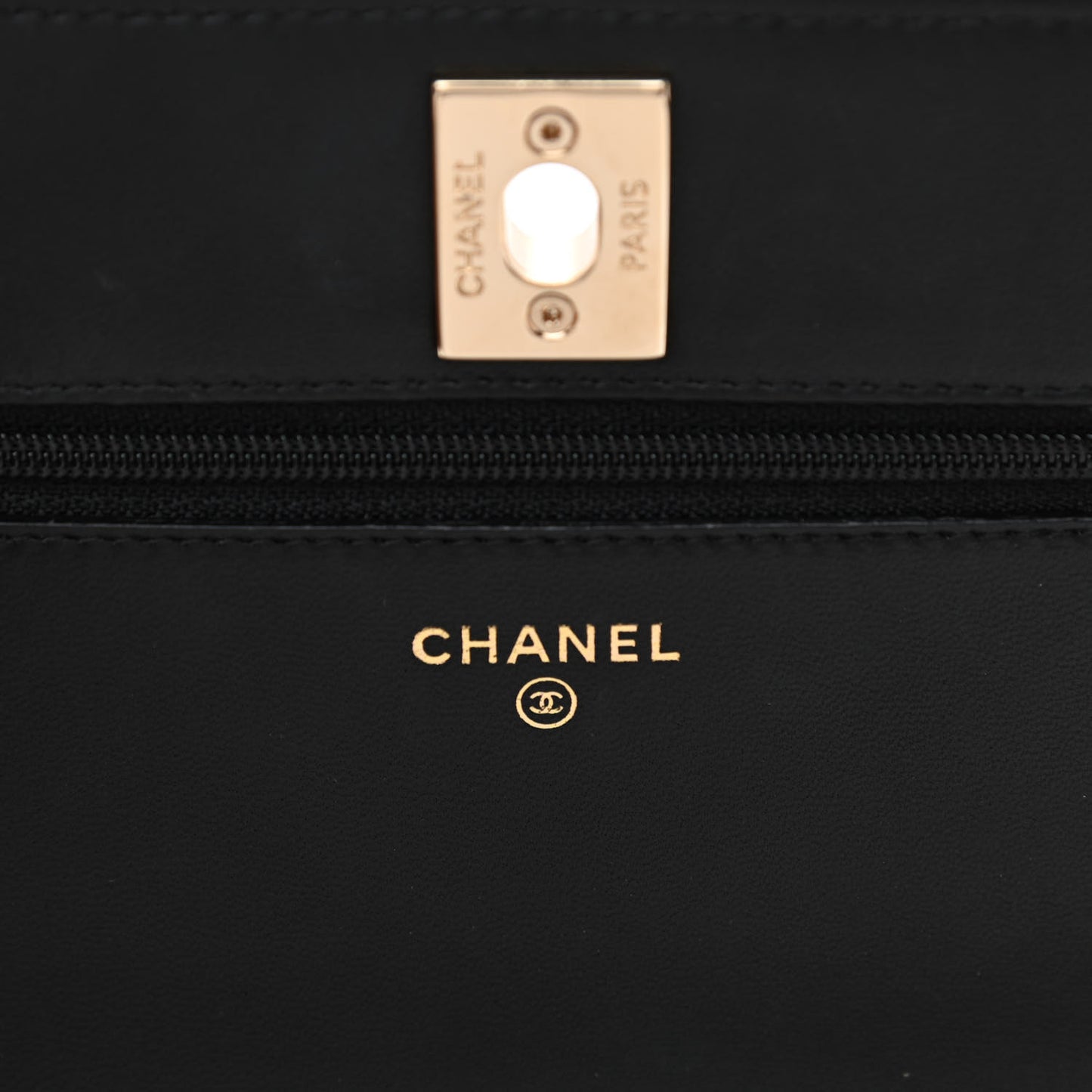 Lambskin Quilted Trendy CC Wallet On Chain WOC Black