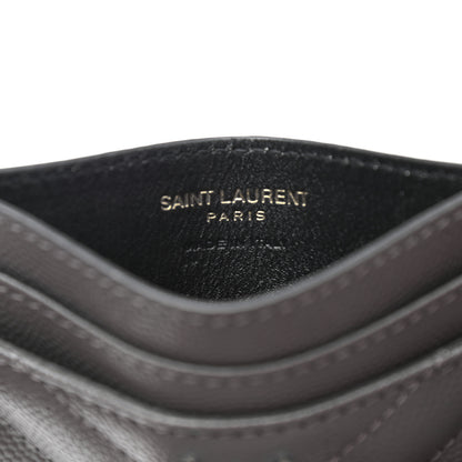 Saint Laurent Grain De Poudre Matelasse Chevron Monogram Credit Card Case Storm 6 of 8