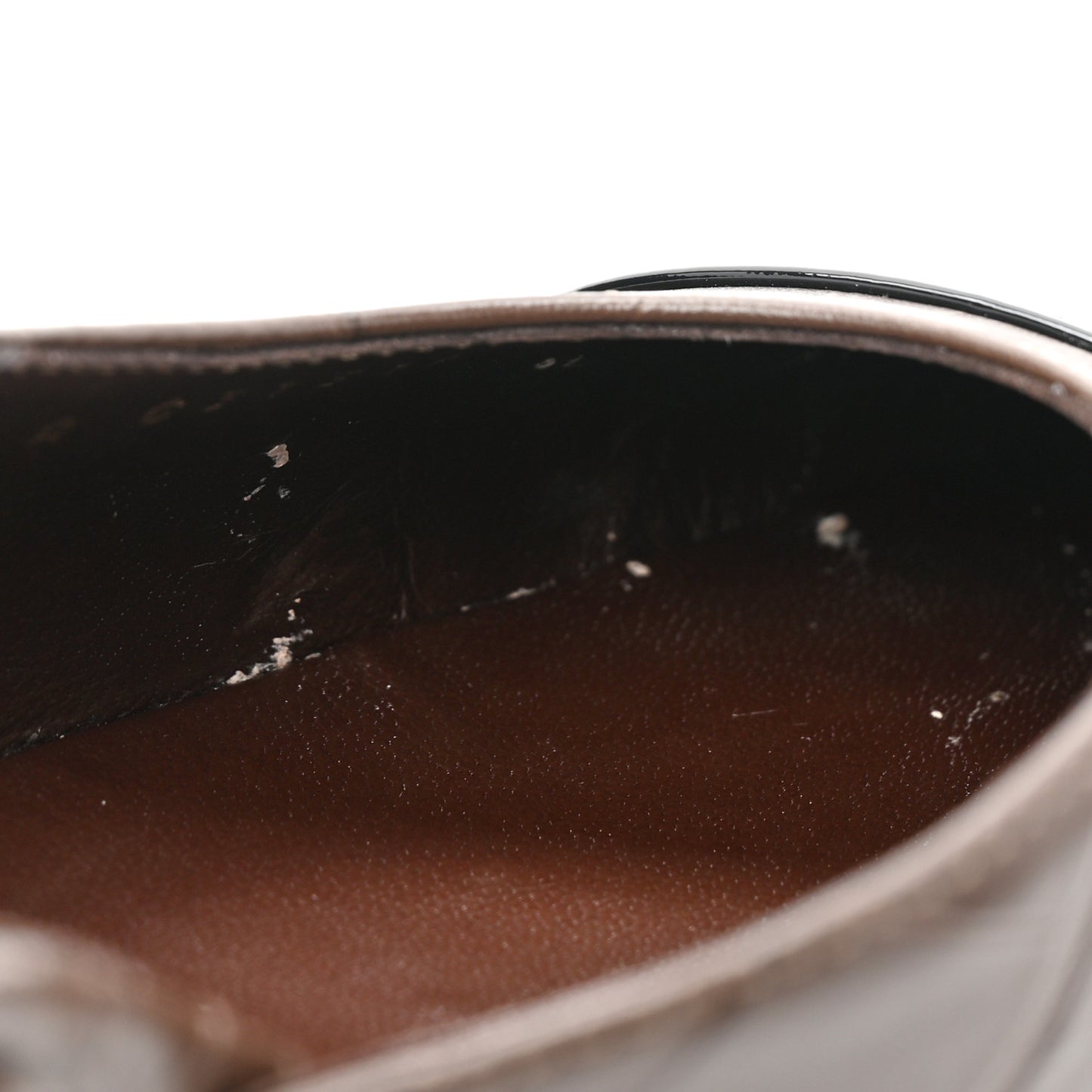 Calfskin Crocodile Embossed Patent Cap Toe CC Slingback Sandals 38.5 Brown Black