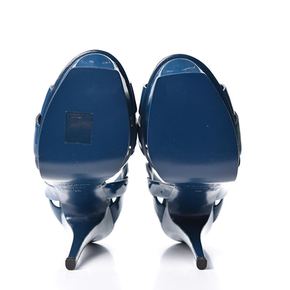 Saint Laurent Patent Tribute 75 Platform Sandals 36 Blue 8 of 9