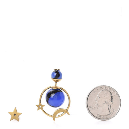 Christian Dior Tribales Astre Lunaire Earrings Gold Blue 2 of 5