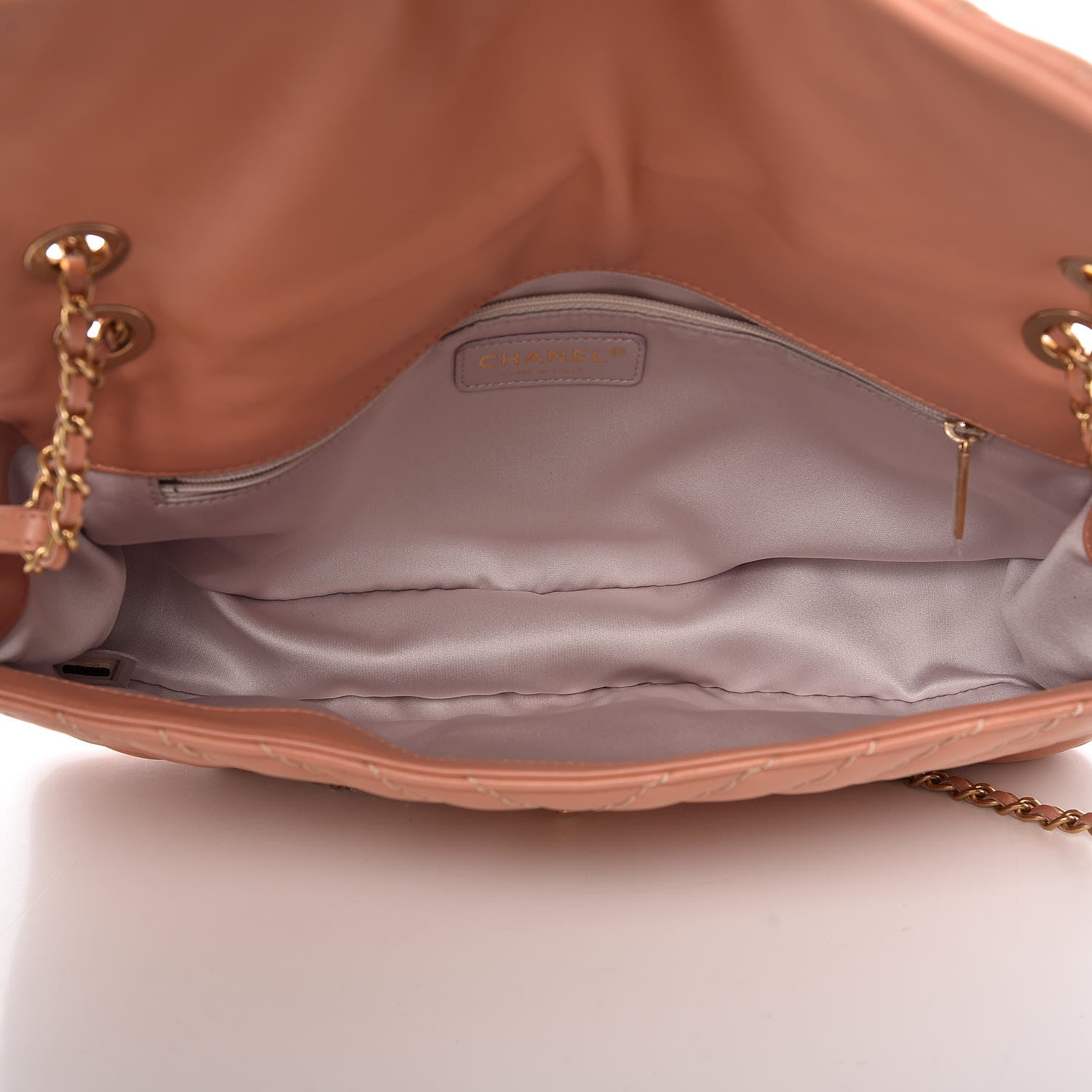 Chanel Calfskin Surpique Chevron Large Flap Pink 7 of 9
