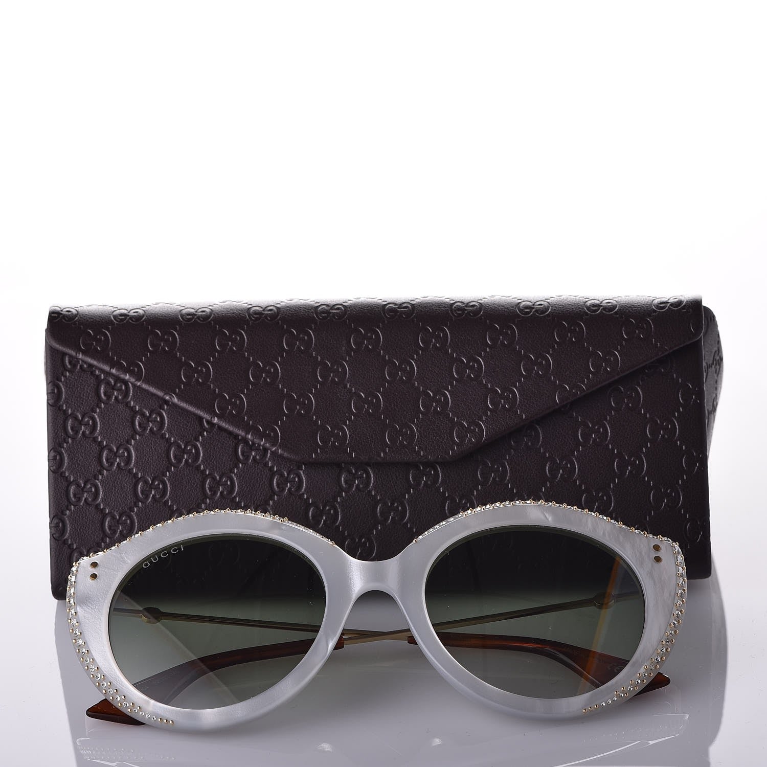 Gucci Crystal Cat Eye GG0214S Sunglasses White 7 of 7