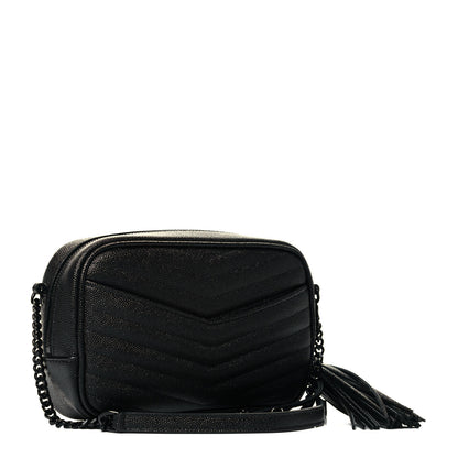 Saint Laurent Grain De Poudre Matelasse Monogram Mini Lou Camera Bag Black 3 of 10