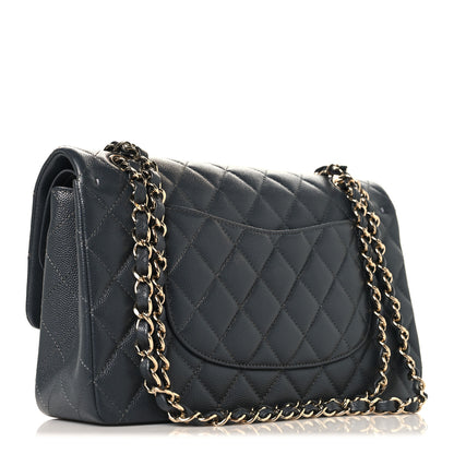 Chanel Caviar Quilted Medium Double Flap Dark Grey 3 of 10