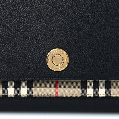 Burberry Coated Canvas Calfskin Vintage Check Medium Note Crossbody Bag Black 9 of 13
