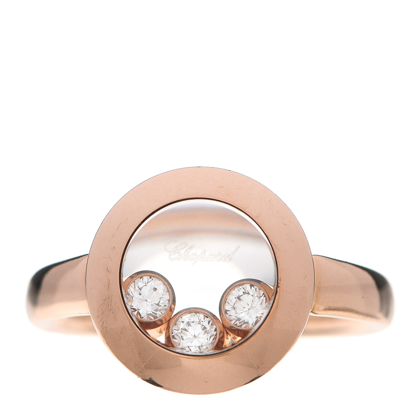 18K Rose Gold 3 Happy Diamond Icons Ring 52 6