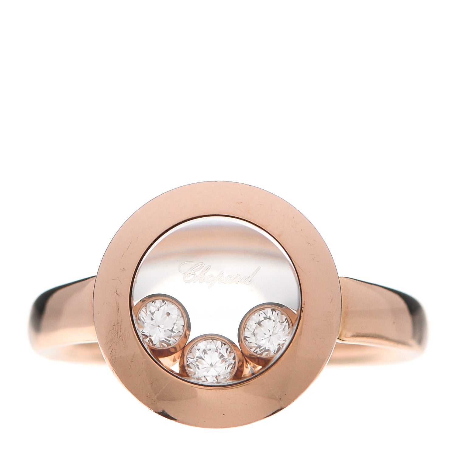 Chopard 18K Rose Gold 3 Happy Diamond Icons Ring 52 6 1 of 7