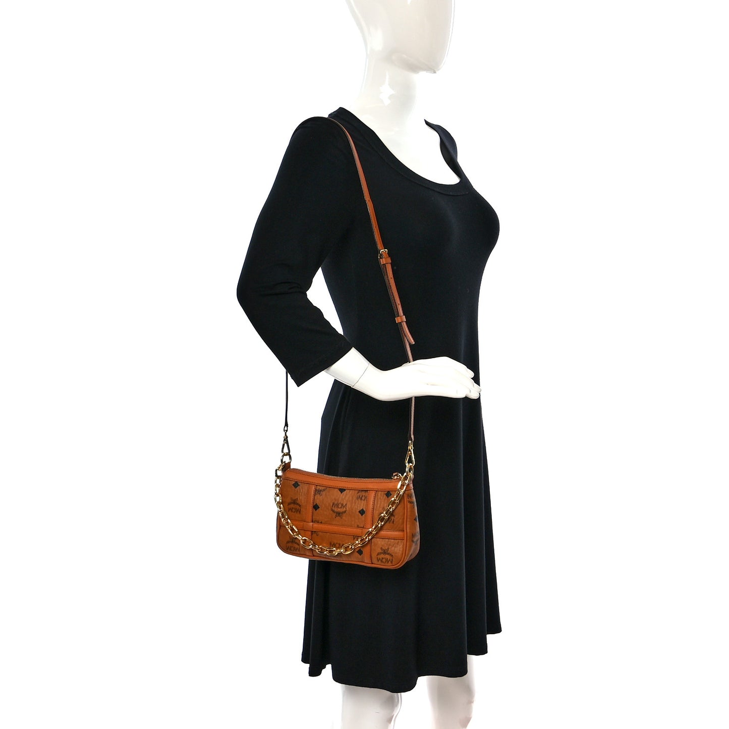 Visetos Nappa Mini Delmy Chain Shoulder Bag Cognac