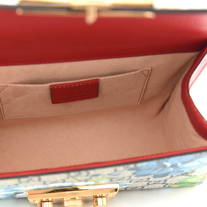 Gucci GG Supreme Monogram Blooms Small Padlock Shoulder Bag Beige Blue Navy Hibiscus Red 5 of 9