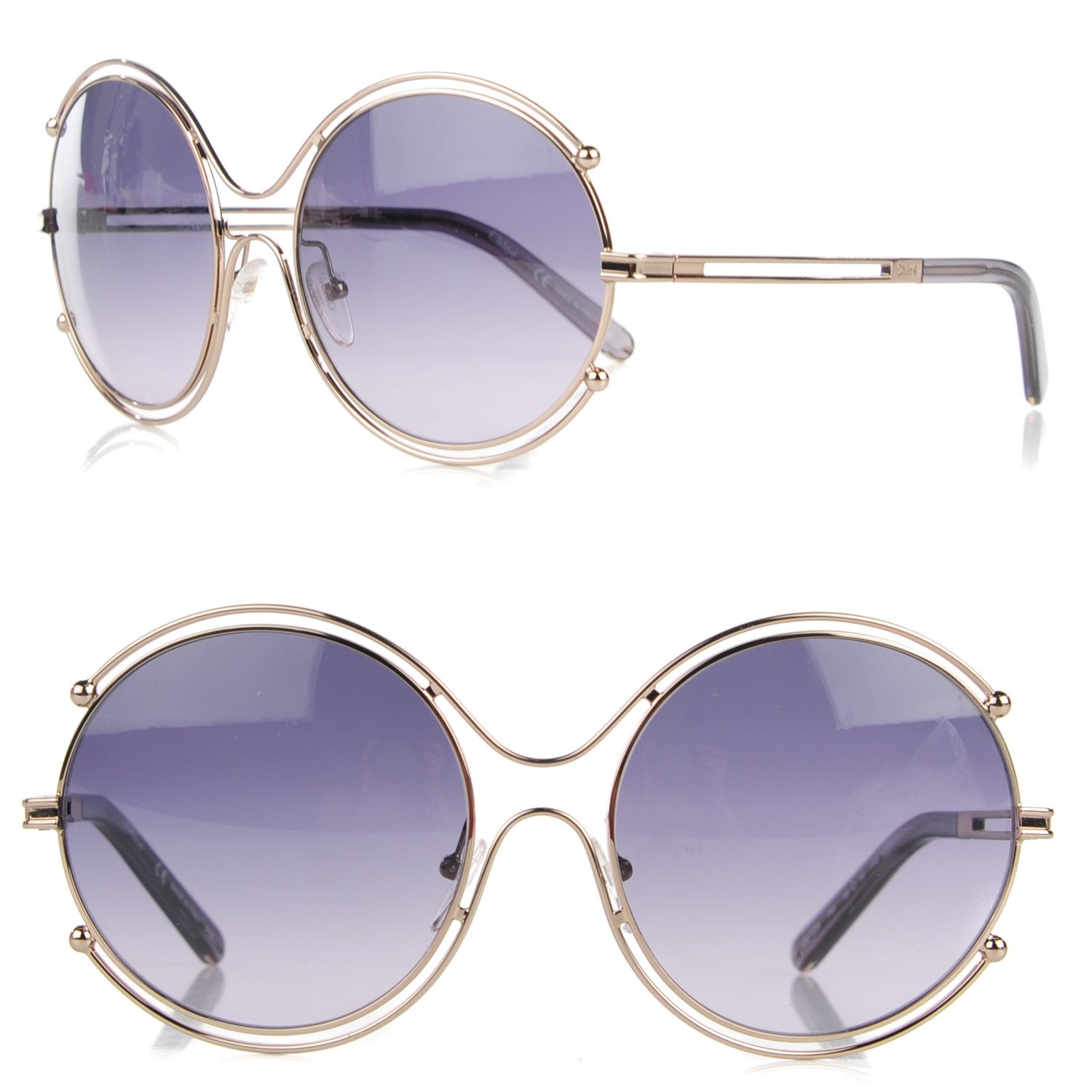 Chloe Isidora Oversized Round Sunglasses CE122S Silver 1 of 5