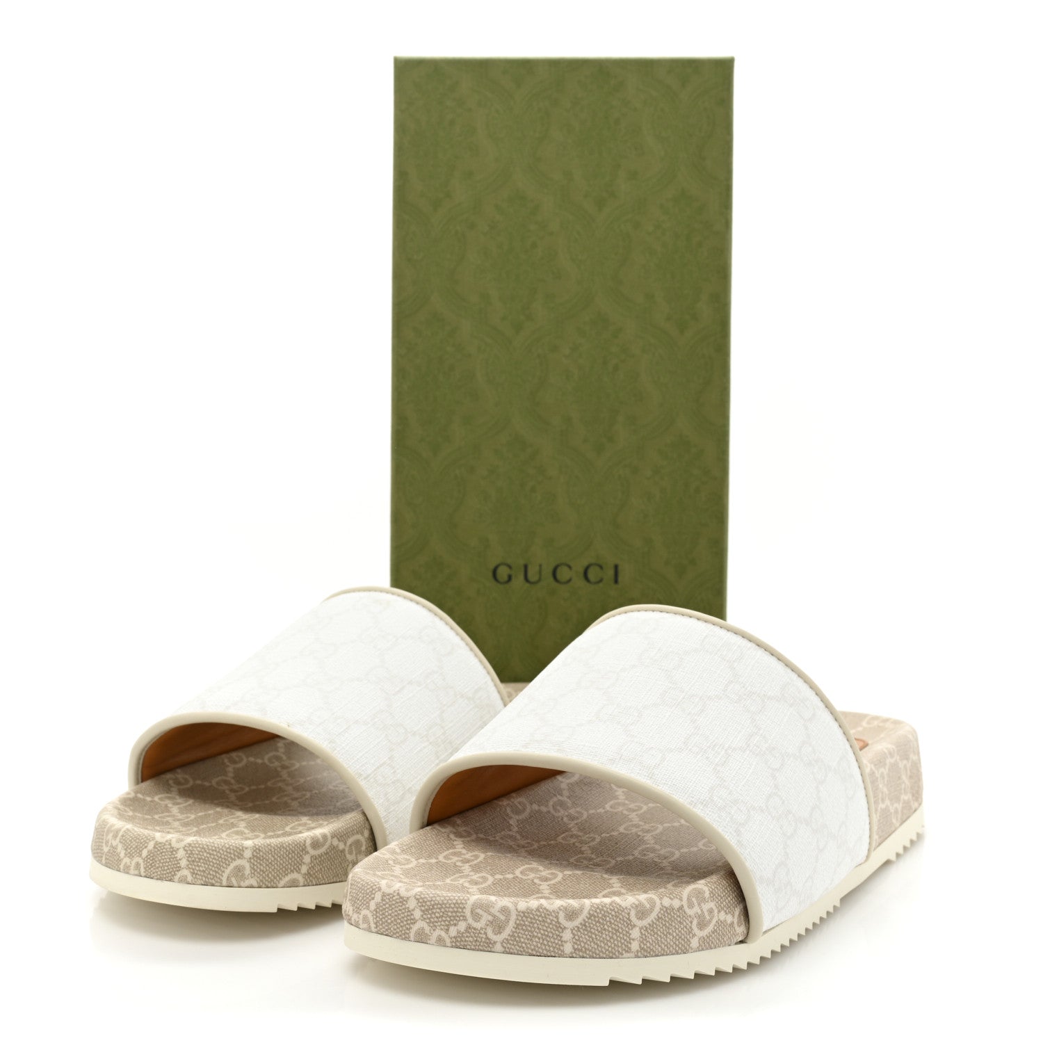 Gucci GG Supreme Monogram Demetra Mens Slide Sandals 11 White Mystic White 10 of 10