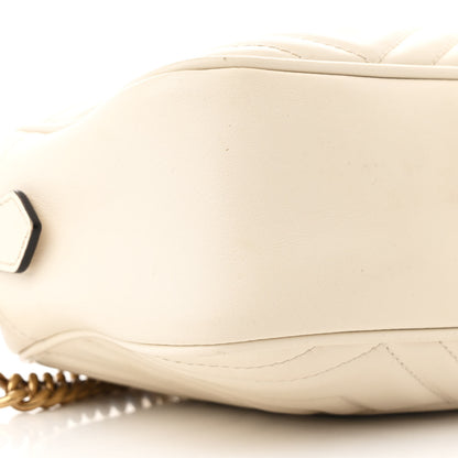Gucci Calfskin Matelasse Small GG Marmont Chain Shoulder Bag White 9 of 12