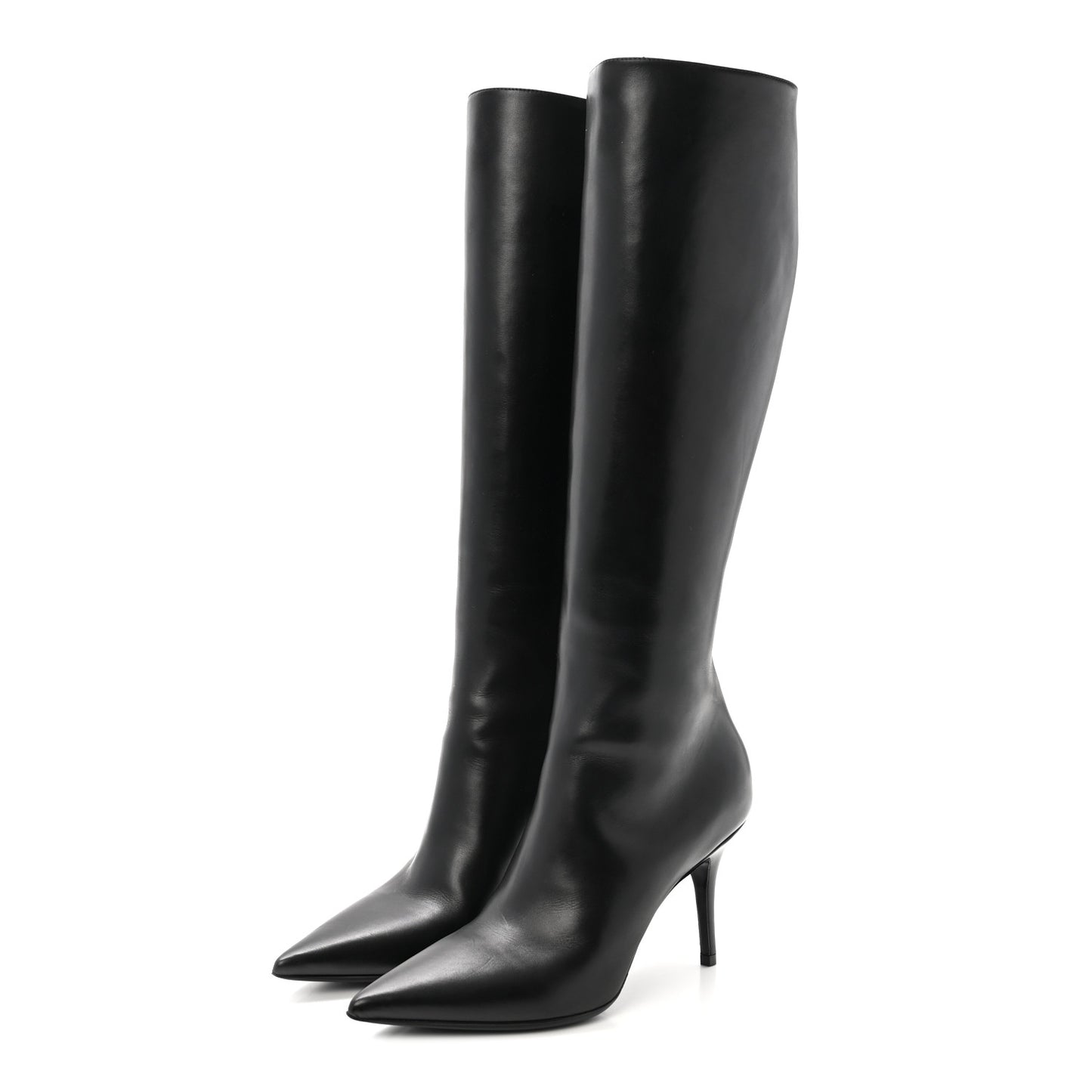Calfskin Cherie Pointy Toe Tall Boots 37 Black