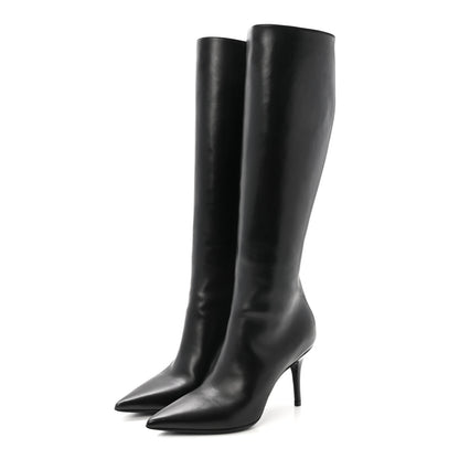 Christian Dior Calfskin Cherie Pointy Toe Tall Boots 37 Black 4 of 9