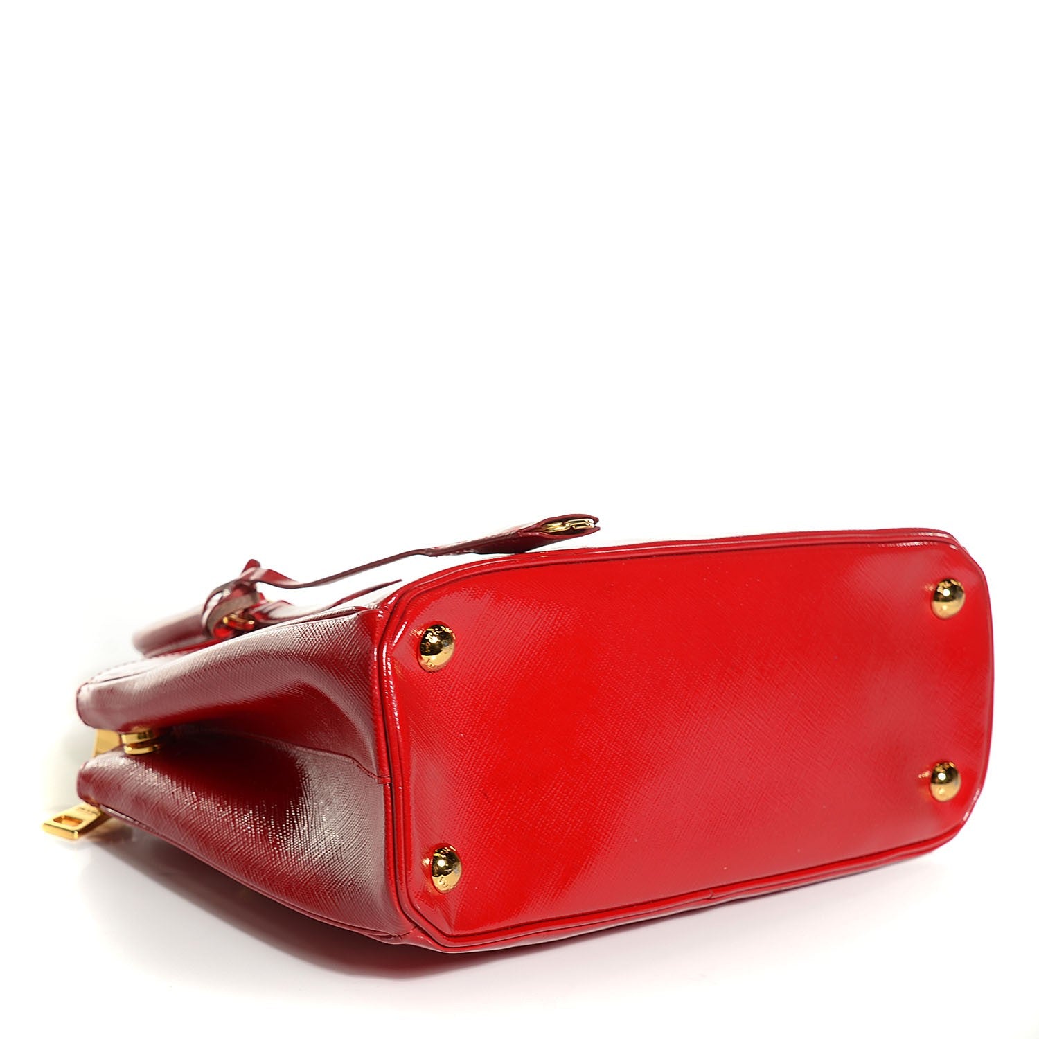 Prada Saffiano Vernice Mini Double Zip Tote Rosso 4 of 9