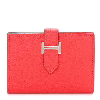Hermes Chevre Mysore Bearn Card Holder Wallet Rose Texas 1 of 9