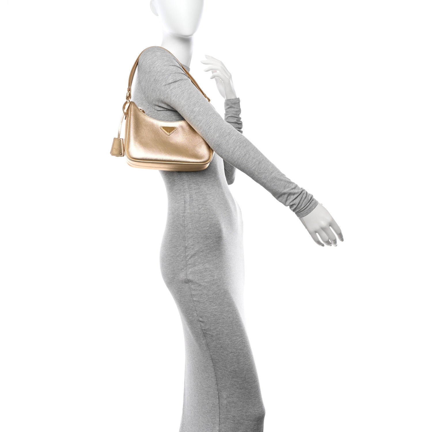 Prada Saffiano Lux Mini Re-Edition Shoulder Bag Platino 2 of 13