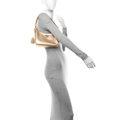 Prada Saffiano Lux Mini Re-Edition Shoulder Bag Platino 2 of 13