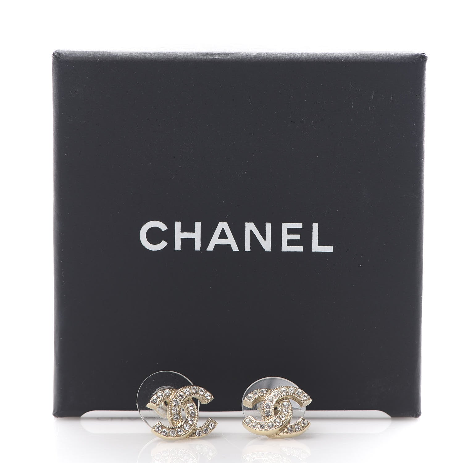 Chanel Crystal CC Earrings Gold 5 of 5
