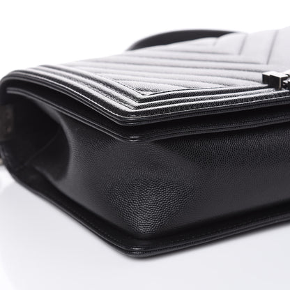 Chanel Caviar Chevron Quilted New Medium Boy Flap Black 8 of 11
