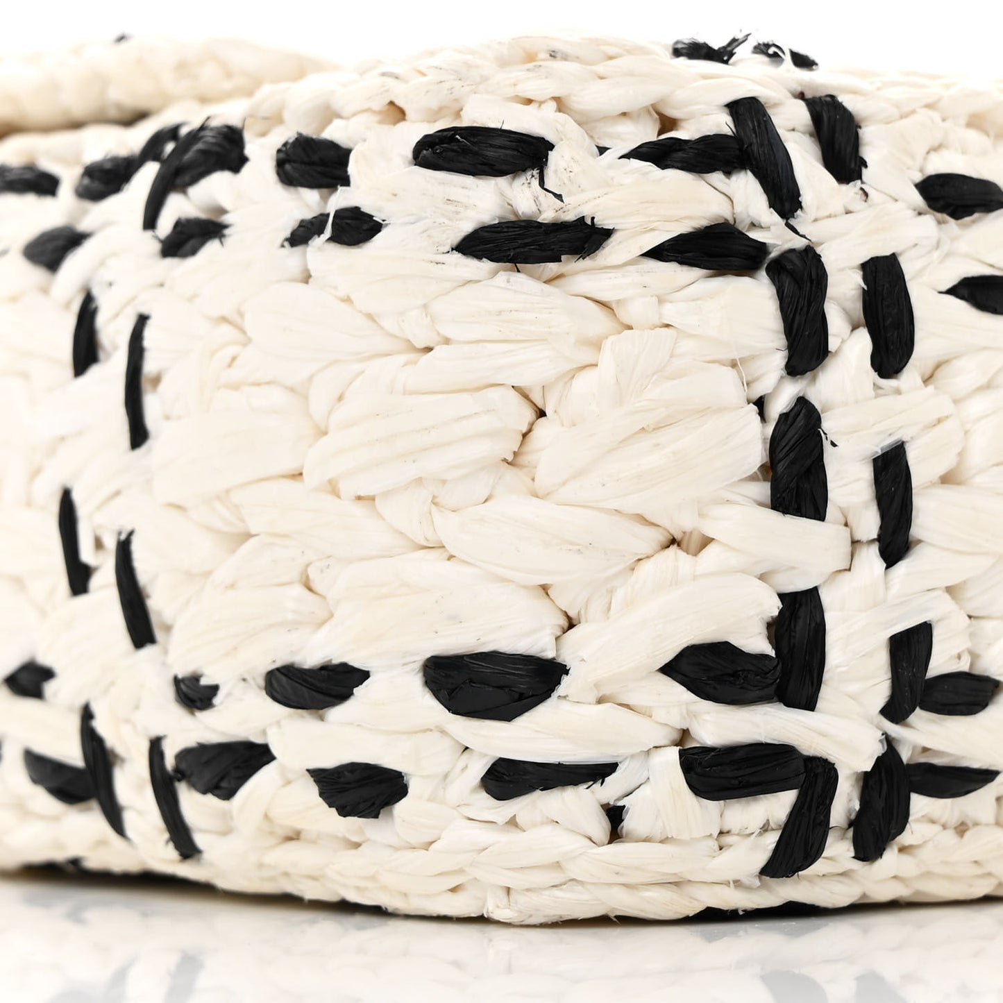 Raffia Effect Tweedy Mini Flap Bag White Black