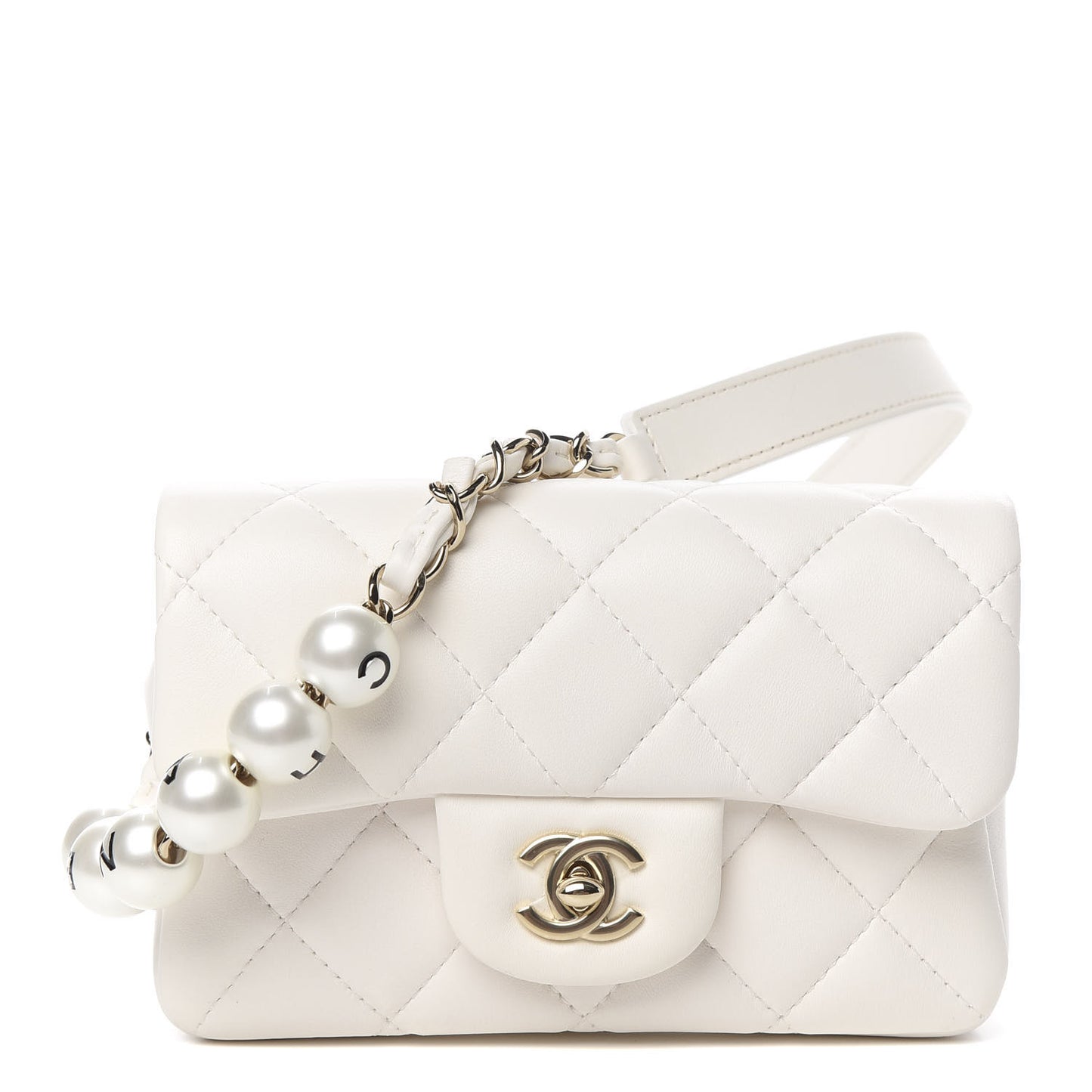 Lambskin Quilted Mini My Precious Waist Bag White