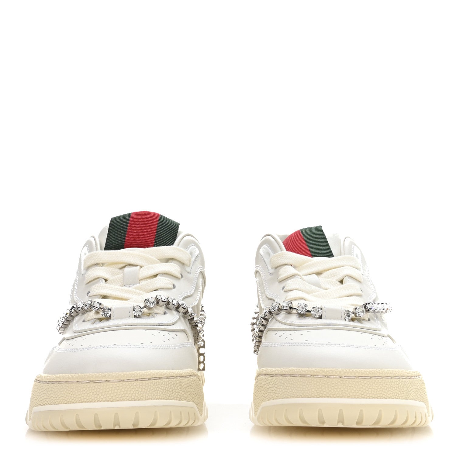 Gucci Calfskin Womens Re-Web Removable Crystal Sneakers 38.5 White 6 of 18